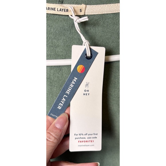 Marine Layer Men's Small Signature Fleece Hoodie Casual Full Zip Green - Picture 4 of 6